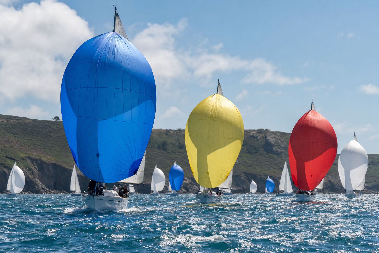 Flotte sous spinnakers au portant sur le Mor Braz